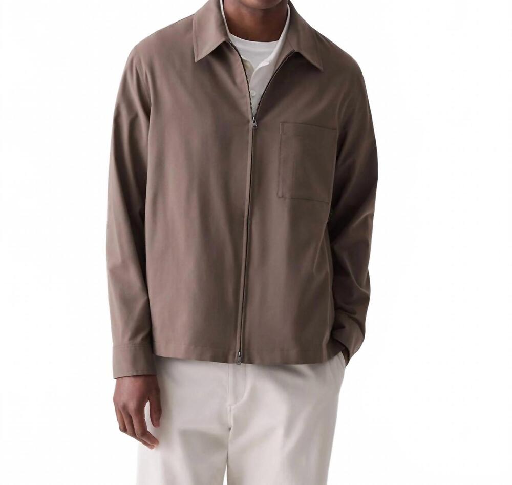 NEW THEORY mod long sleeve overshirt in morel